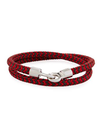 Men's Double Tour Braided Wrap Bracelet, Red