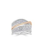 14k Two-tone Twisted Gold Diamond Ring,