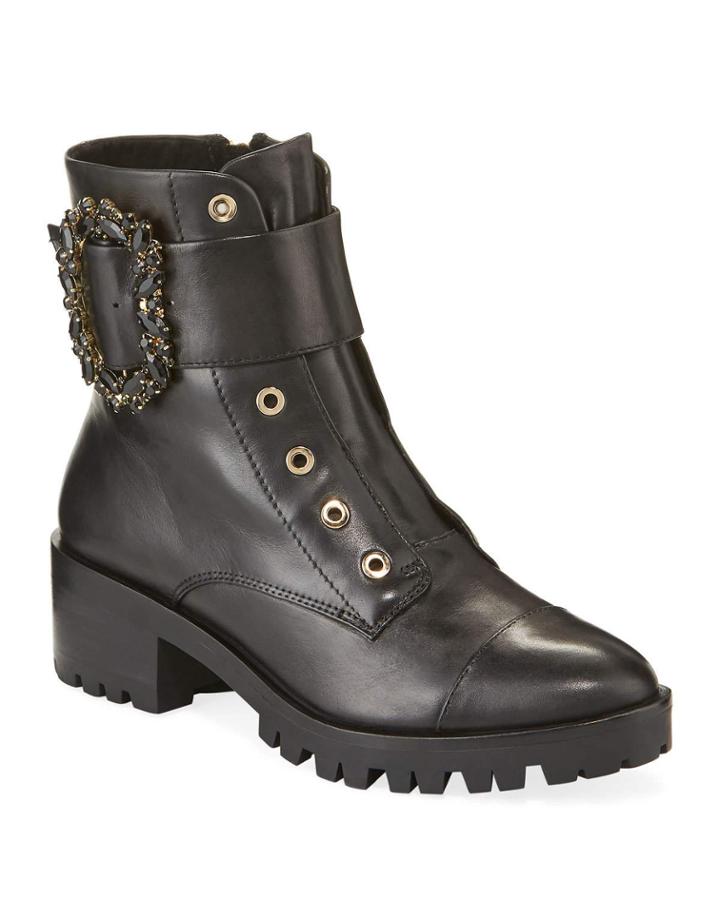 Piper Leather Ornament Combat Booties