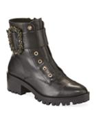 Piper Leather Ornament Combat Booties