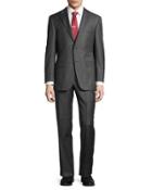 Lindsey Sharkskin Two-piece Suit, Charcoal Gray
