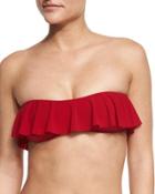 Strapless Ruffled Bikini Top, Red