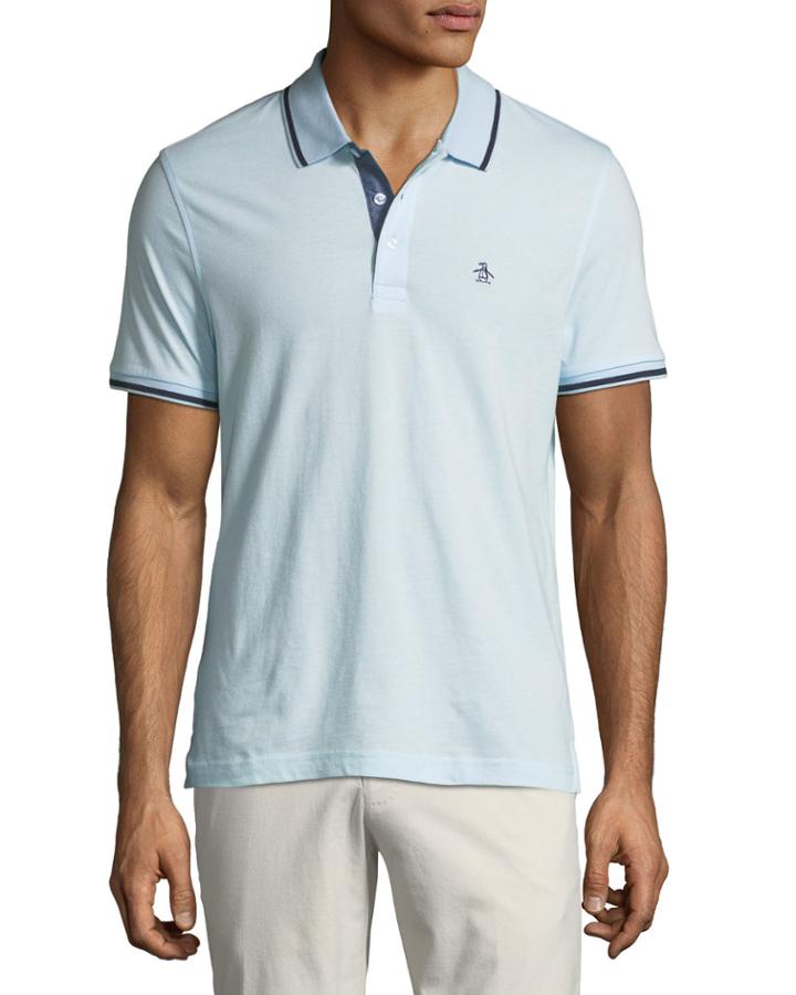 Men's Three-button Contrast Polo