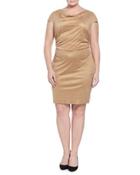 Cap-sleeve Draped Suede Dress, Women's