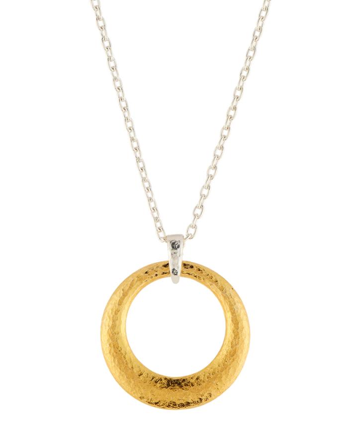 Large Tapered Hoop Pendant Necklace