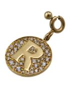 18k Diamond & Topaz Round Initial Charm, R