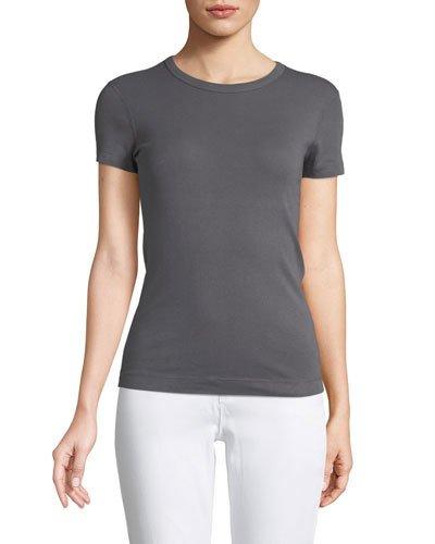 Short-sleeve Fitted Combed Cotton Crewneck Tee