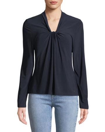 Twisted-front Long-sleeve Top
