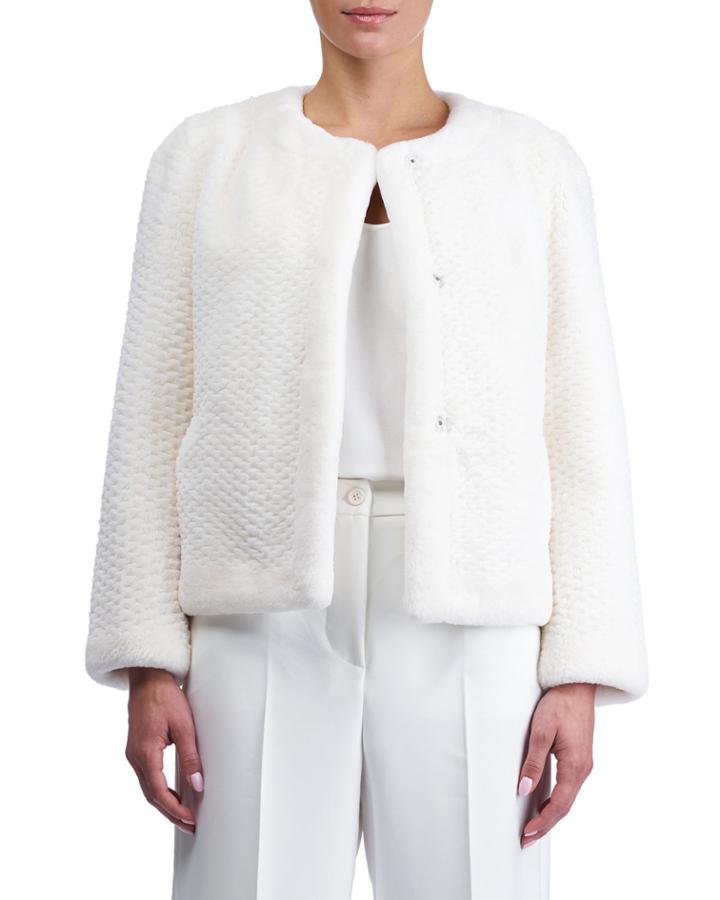 Round-neck Punched Beaver Fur Jacket
