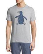 Men's Splatter-fill Penguin Short-sleeve Crewneck Cotton Tee