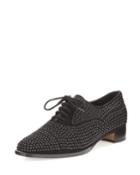 Perlita Studded Suede Oxford, Black
