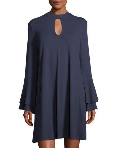 Double-bell-sleeve A-line Dress