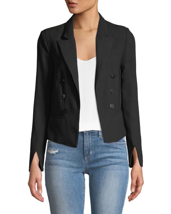 Slit-sleeve Open-front Blazer