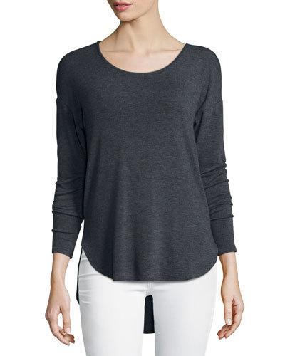 Long-sleeve Scoop-neck Tee, Charcoal