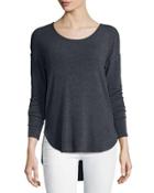 Long-sleeve Scoop-neck Tee, Charcoal