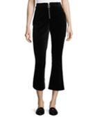 High-waist Velvet O-ring Zip Flare Pants