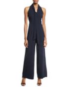 Sleeveless Tie-neck Wide-leg Jumpsuit