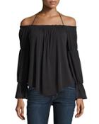 Off-the-shoulder Halter Blouse