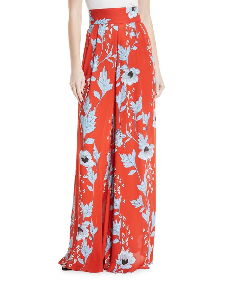 Land Of Rivers High-waist Wide-leg Garden-print