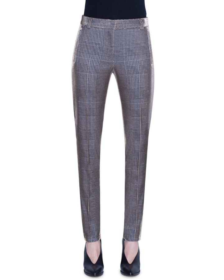 Fabia Metallic Glen Checked Jersey Pants