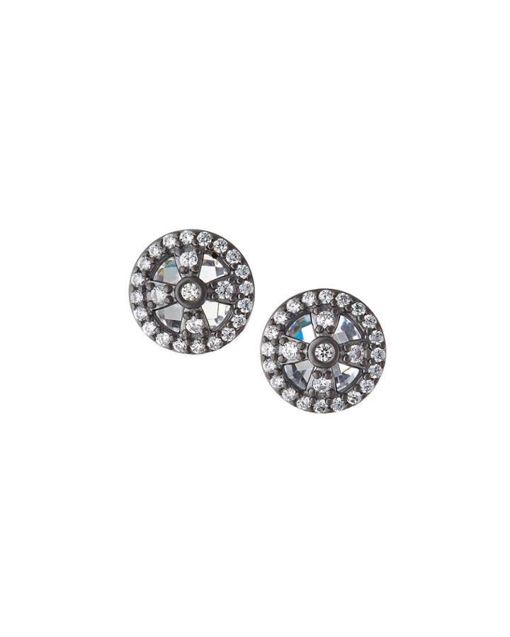 Clover Cage Stud Earrings, Black