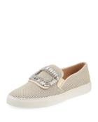 Ermine Glitter Perf Skate Sneaker With Embellishment