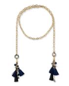 Chain & Raffia Tassel Lariat Necklace