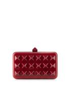 Rockstud Acrylic Evening Clutch Bag, Claret