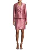Satin Single-button Jacket W/ Dress, Pink