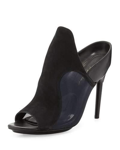 Aria Suede Mule Sandal, Black/blue