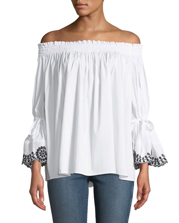 Bardot Tie-sleeve Off-the-shoulder Blouse