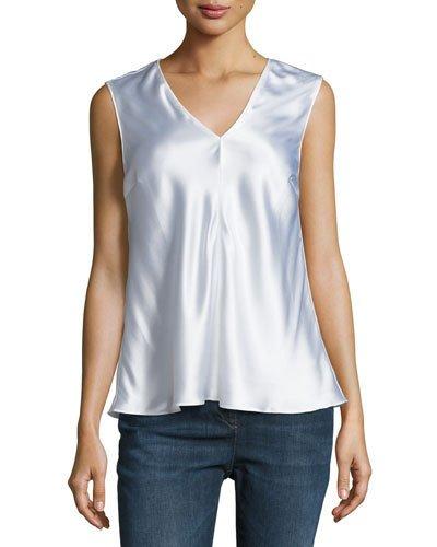 Sleeveless Silk-blend Top, White