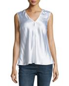 Sleeveless Silk-blend Top, White