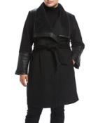 Lorian Faux Leather-trim Wool-blend Coat