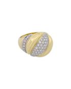 18k Gold Grooved Diamond Ring,
