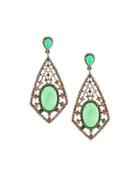 Chrysoprase, Tourmaline & Diamond Drop Earrings