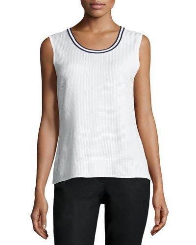 Contrast-time Knit Tank, White/black