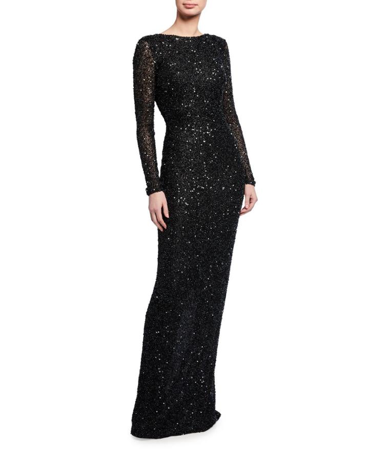Long-sleeve Open-back Pearl &