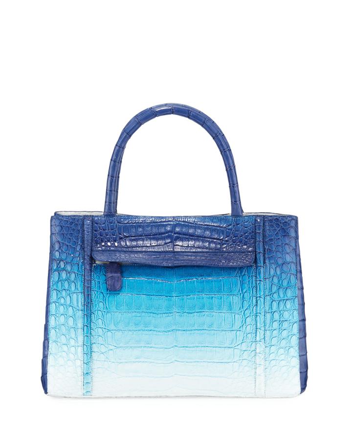 Ombre Crocodile Medium Top Handle Tote Bag