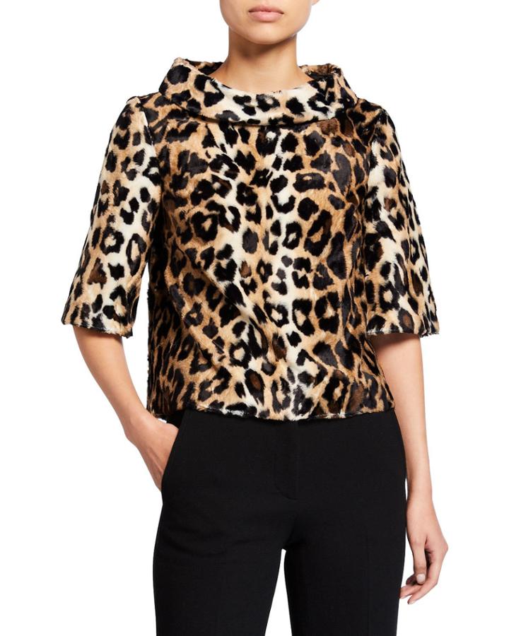 Faux Leopard Roll-neck