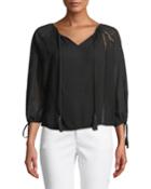 Brigitte Eyelet Blouse W/ Tassel Accents