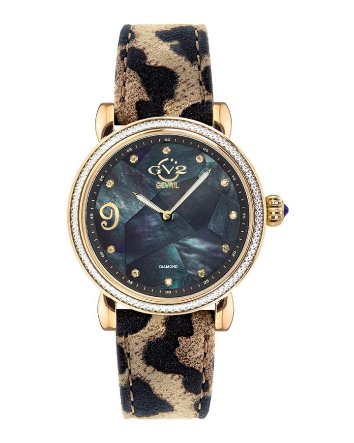Ravenna Diamond Swiss Watch With Animal-print Suede Handmade Italian Leather Band, White