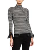 Metallic Stripe Turtleneck Top