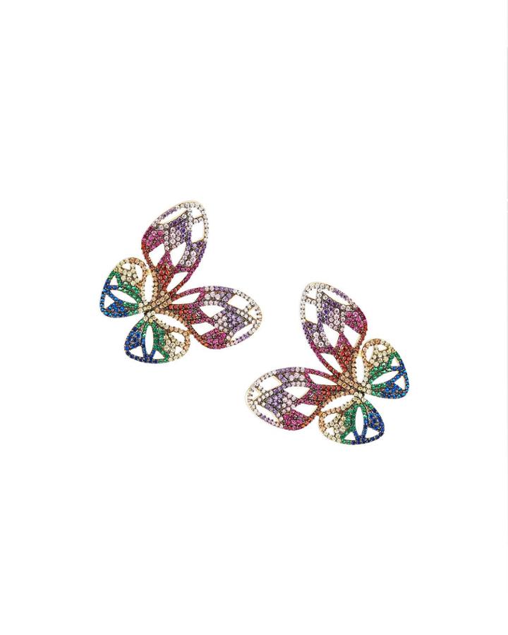 Large Butterfly Rainbow Drop Earrings
