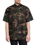 Men's Camo-print Short-sleeve Button-down