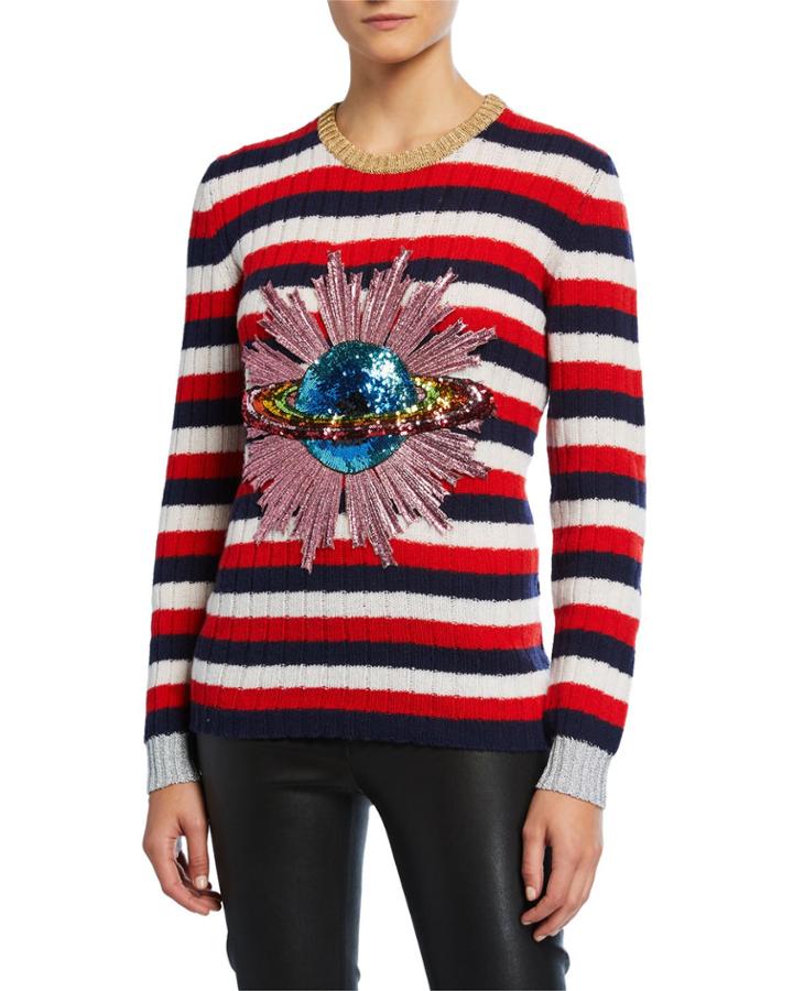 Striped Wool Planet Embellished Applique