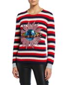 Striped Wool Planet Embellished Applique