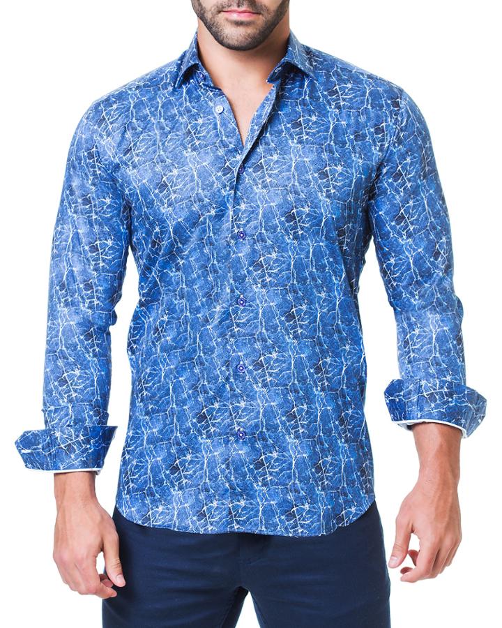 Men's Fibonacci Marble Navy Shaped-fit