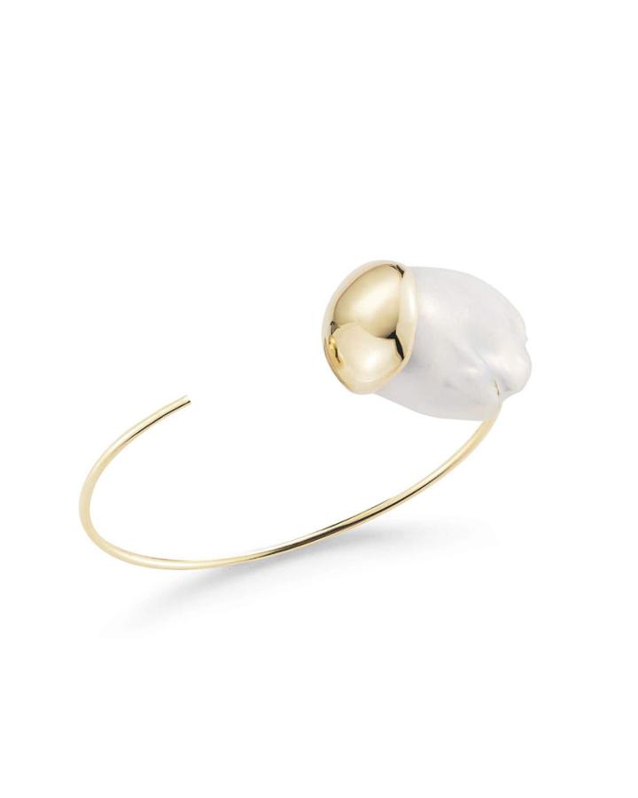 Fluid Baroque Pearl Open Cuff Bracelet In