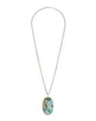 Galapagos Long Oval Pendant Necklace, Turquoise